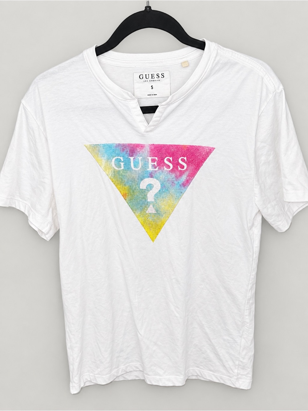 GUESS Los Angeles Women’s White Tie Dye Logo Graphic T-Shirt Size Small